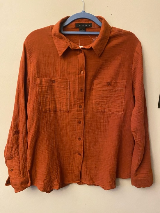 Sanctuary Tops - Anthropologie Sanctuary Burnt Orange Button-Front Gauze Shirt 🆕